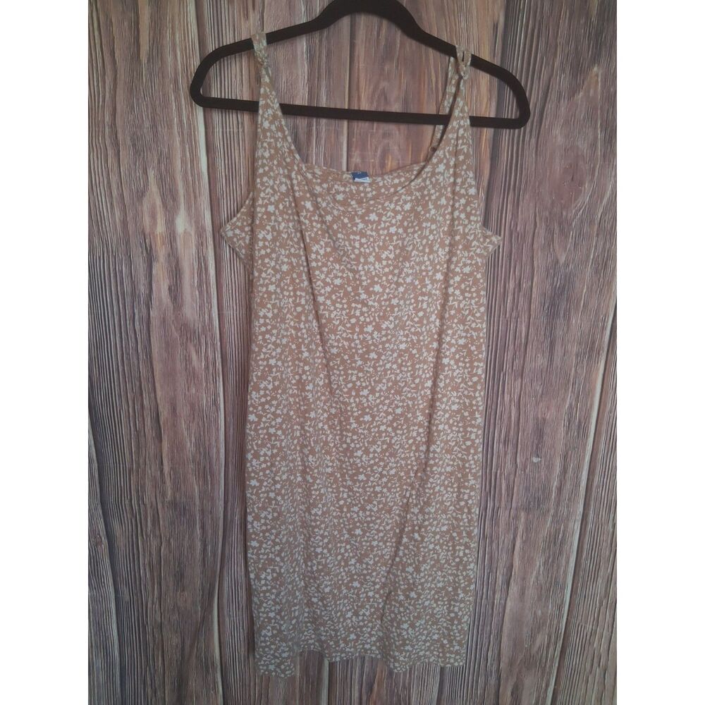 Old navy ribbed floral sleevless strappy dress size 3XL tan